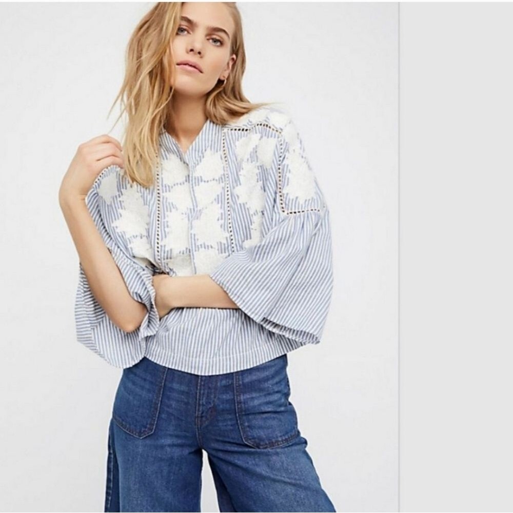 Free People Liya Embroidered Top NWOT